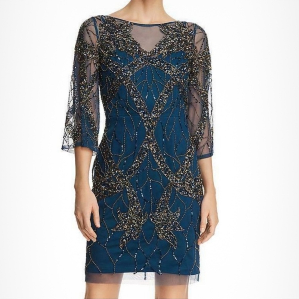 Aidan Mattox Fully Beaded Teal Dress NWT